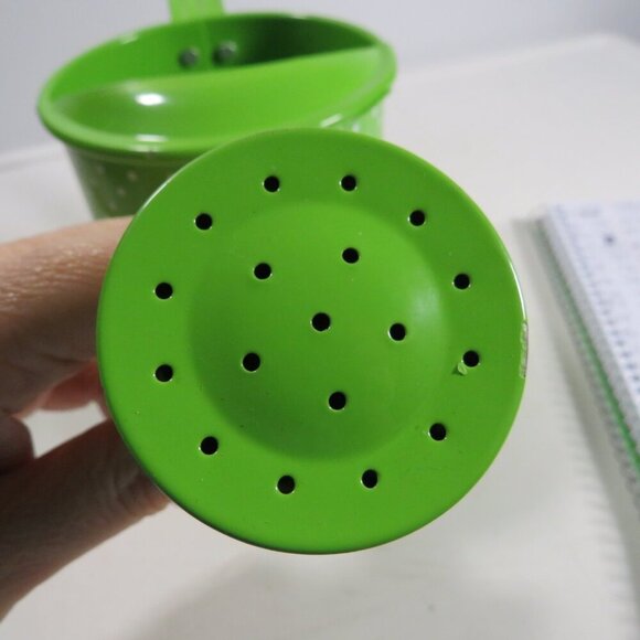 Lime Green Polka Dot Watering Can Metal Spring Decor Item - Picture 6 of 16